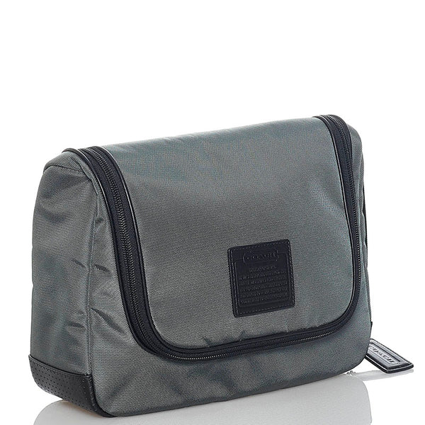 コーチ トラベルポーチ セカンドバッグ グレー ナイロン レディース COACH 【中古】