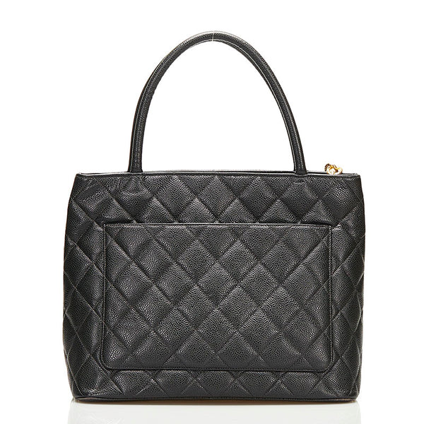 シャネル 復刻トート ココマーク トートバッグ ハンドバッグ ブラック キャビアスキン レディース CHANEL 【中古】