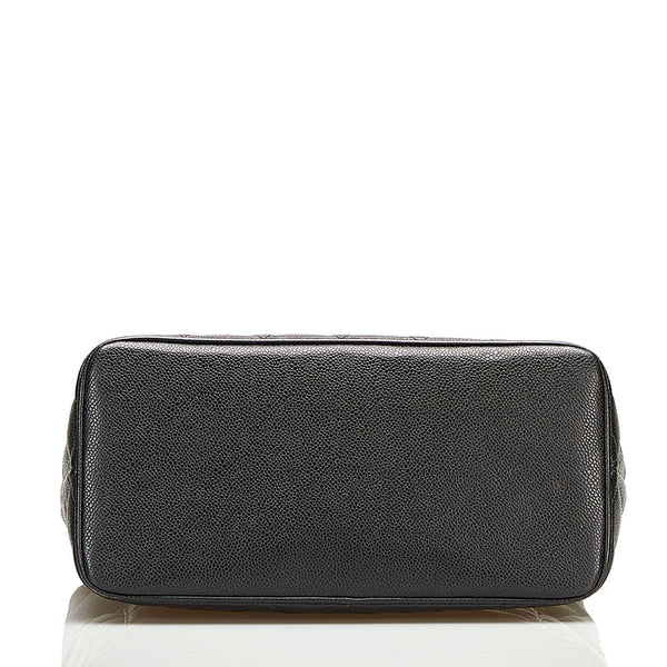 シャネル 復刻トート ココマーク トートバッグ ハンドバッグ ブラック キャビアスキン レディース CHANEL 【中古】