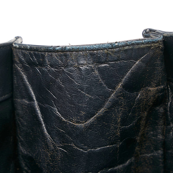 シャネル ココマーク トートバッグ ネイビー レザー レディース CHANEL 【中古】