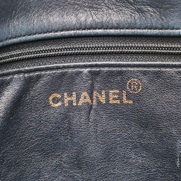 シャネル ココマーク トートバッグ ネイビー レザー レディース CHANEL 【中古】