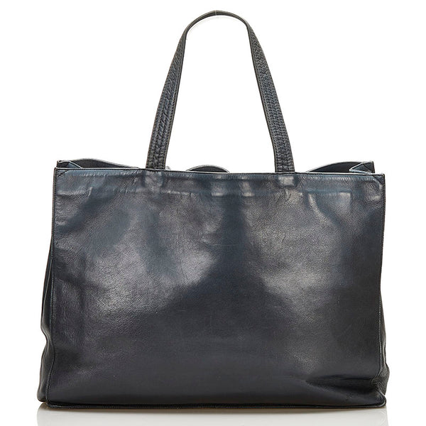 シャネル ココマーク トートバッグ ネイビー レザー レディース CHANEL 【中古】