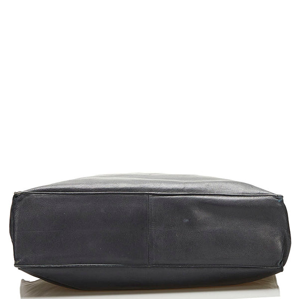 シャネル ココマーク トートバッグ ネイビー レザー レディース CHANEL 【中古】