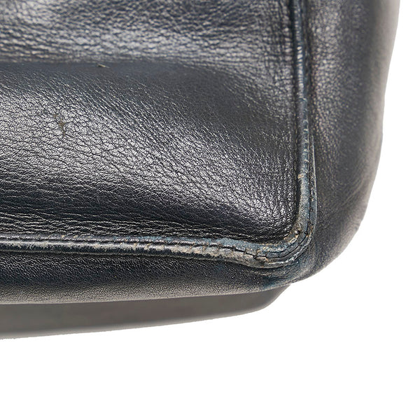 シャネル ココマーク トートバッグ ネイビー レザー レディース CHANEL 【中古】