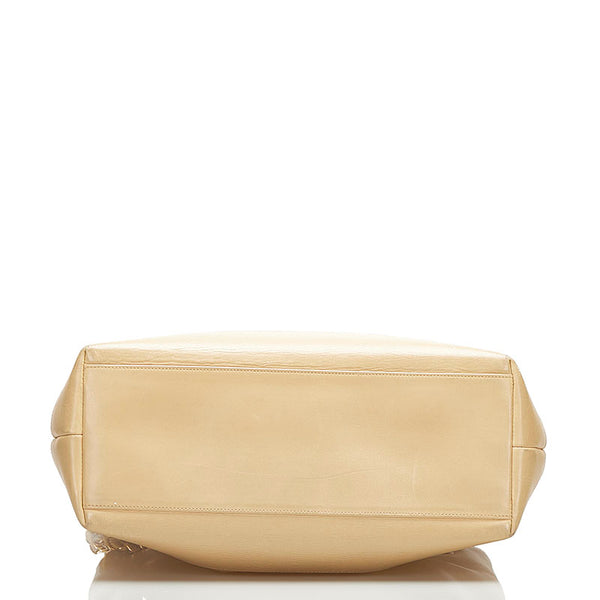 シャネル ココマーク チェーン ショルダーバッグ ベージュ レザー レディース CHANEL 【中古】
