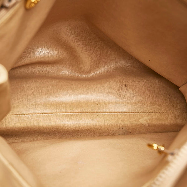 シャネル ココマーク チェーン ショルダーバッグ ベージュ レザー レディース CHANEL 【中古】