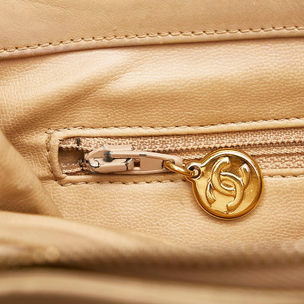 シャネル ココマーク チェーン ショルダーバッグ ベージュ レザー レディース CHANEL 【中古】