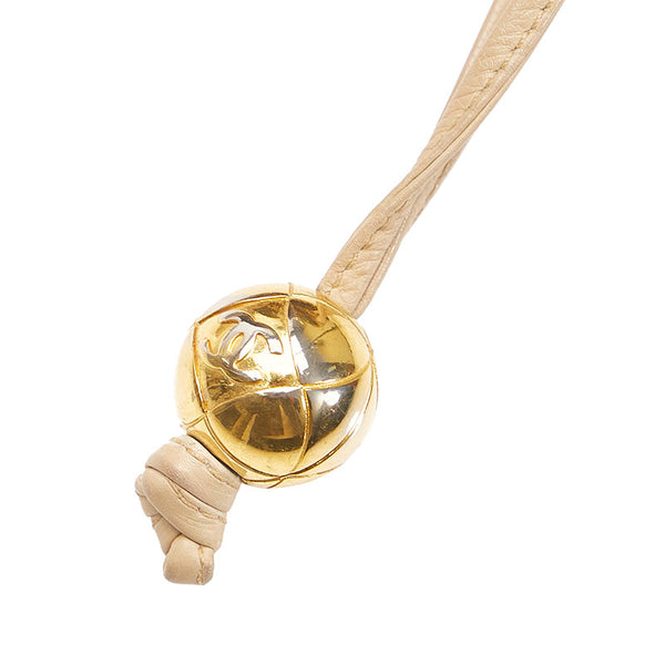 シャネル ココマーク チェーン ショルダーバッグ ベージュ レザー レディース CHANEL 【中古】