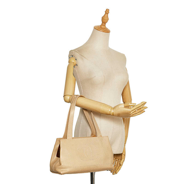 シャネル ココマーク ハンドバッグ ショルダーバッグ ベージュ キャビアスキン レディース CHANEL 【中古】