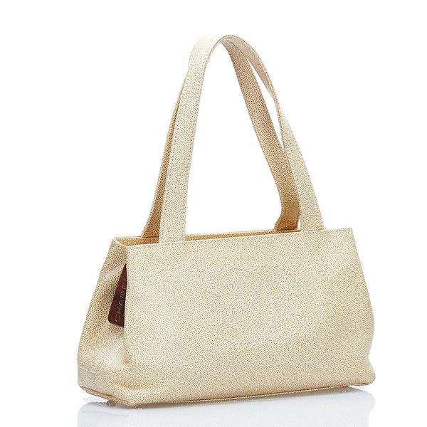 シャネル ココマーク ハンドバッグ ショルダーバッグ ベージュ キャビアスキン レディース CHANEL 【中古】