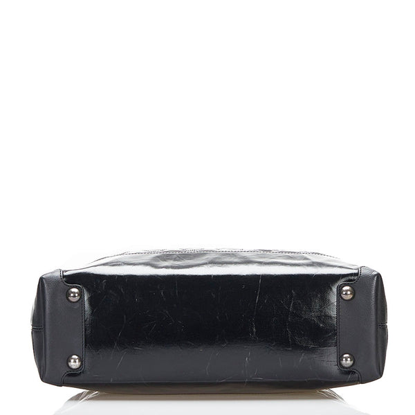 シャネル ココマーク マトラッセ トートバッグ ショルダーバッグ ブラック エナメル レザー レディース CHANEL 【中古】