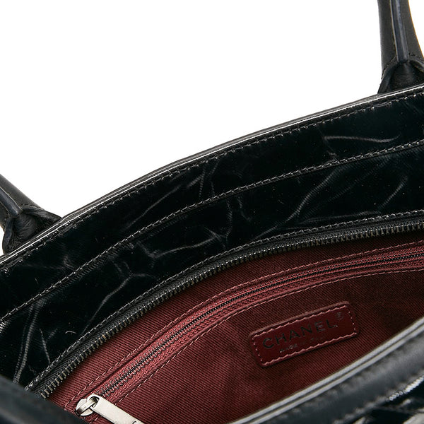 シャネル ココマーク マトラッセ トートバッグ ショルダーバッグ ブラック エナメル レザー レディース CHANEL 【中古】