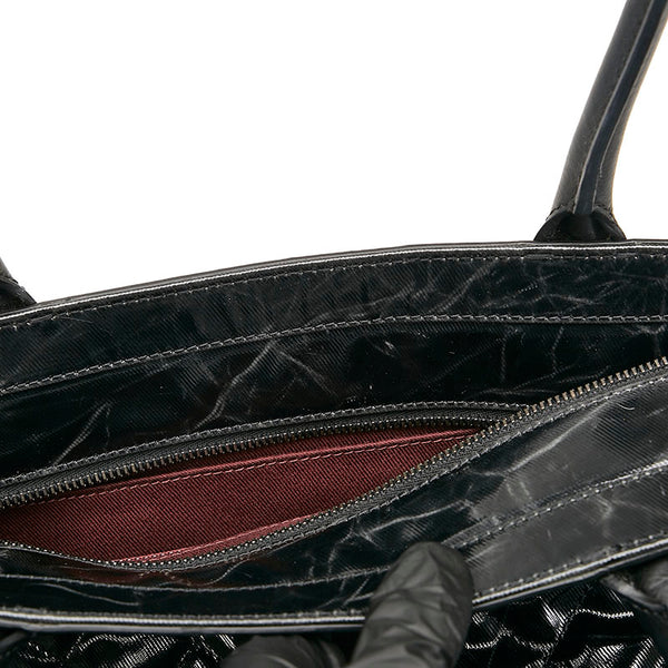 シャネル ココマーク マトラッセ トートバッグ ショルダーバッグ ブラック エナメル レザー レディース CHANEL 【中古】