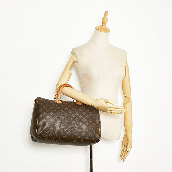 ルイ ヴィトン モノグラム スピーディ35 ボストンバッグ ハンドバッグ M41524 ブラウン PVC レザー レディース LOUIS VUITTON 【中古】