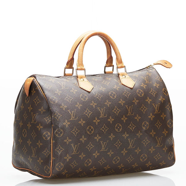 ルイ ヴィトン モノグラム スピーディ35 ボストンバッグ ハンドバッグ M41524 ブラウン PVC レザー レディース LOUIS VUITTON 【中古】