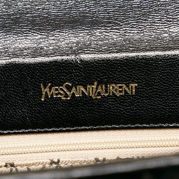 サンローラン ヴィンテージ 編み込み 斜め掛け ショルダーバッグ ブラック レザー レディース SAINT LAURENT 【中古】