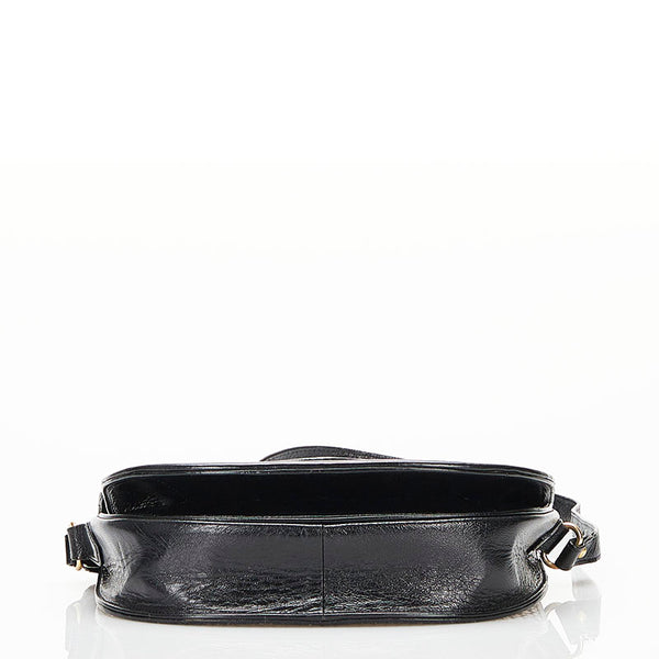 サンローラン ヴィンテージ 編み込み 斜め掛け ショルダーバッグ ブラック レザー レディース SAINT LAURENT 【中古】