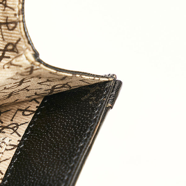 サンローラン ヴィンテージ 編み込み 斜め掛け ショルダーバッグ ブラック レザー レディース SAINT LAURENT 【中古】