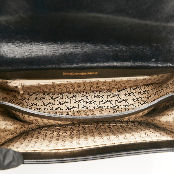 サンローラン ヴィンテージ 編み込み 斜め掛け ショルダーバッグ ブラック レザー レディース SAINT LAURENT 【中古】