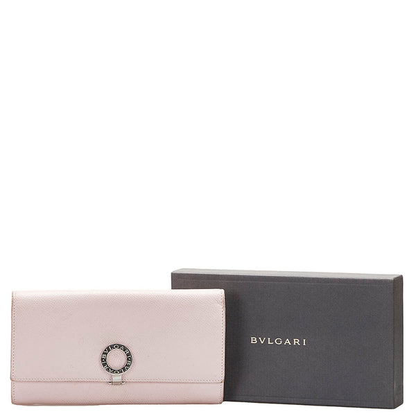 ブルガリ ビーゼロ クリップラージウォレット 長財布 30415 ライトピンク レザー レディース BVLGARI 【中古】