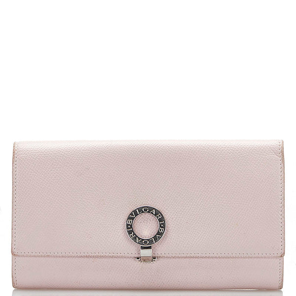 ブルガリ ビーゼロ クリップラージウォレット 長財布 30415 ライトピンク レザー レディース BVLGARI 【中古】