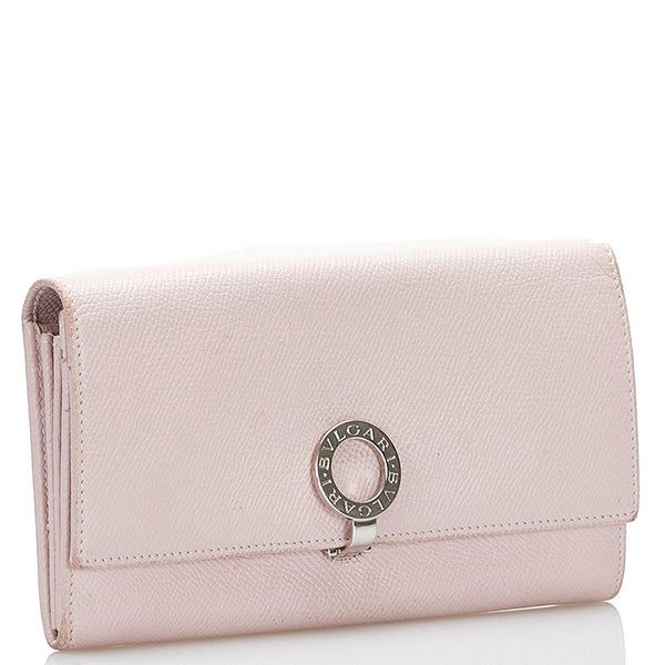 ブルガリ ビーゼロ クリップラージウォレット 長財布 30415 ライトピンク レザー レディース BVLGARI 【中古】