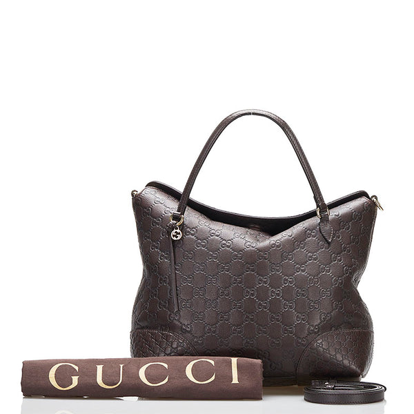 グッチ マイクロGG グッチシマ ハンドバッグ ショルダーバッグ 2WAY 353120 ブラウン レザー レディース GUCCI 【中古】