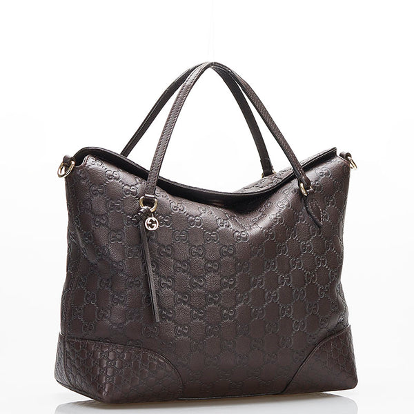 グッチ マイクロGG グッチシマ ハンドバッグ ショルダーバッグ 2WAY 353120 ブラウン レザー レディース GUCCI 【中古】