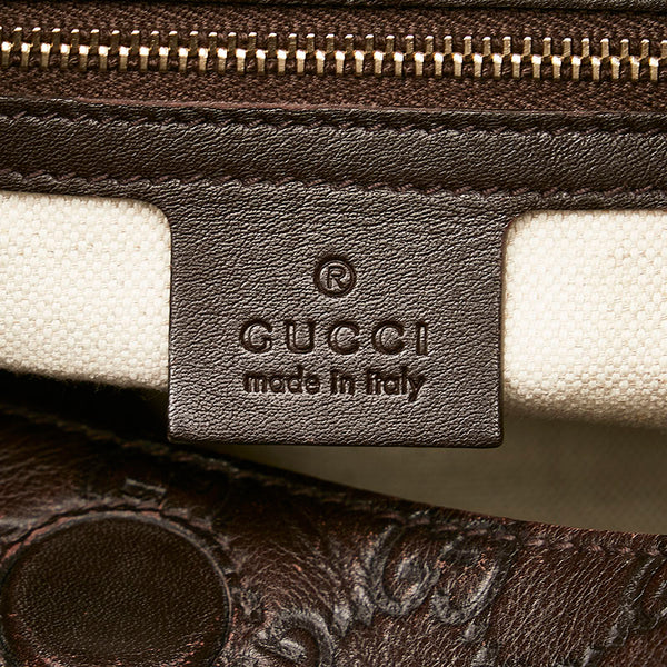 グッチ マイクロGG グッチシマ ハンドバッグ ショルダーバッグ 2WAY 353120 ブラウン レザー レディース GUCCI 【中古】