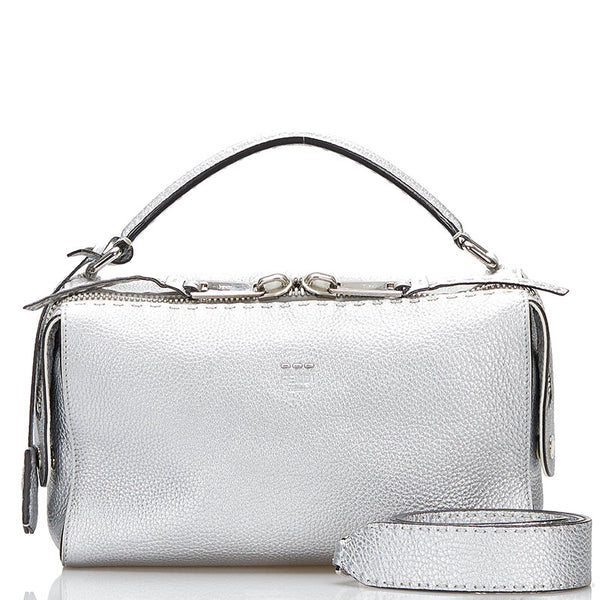 フェンディ セレリア ハンドバッグ ショルダーバッグ 2WAY シルバー レザー レディース FENDI 【中古】