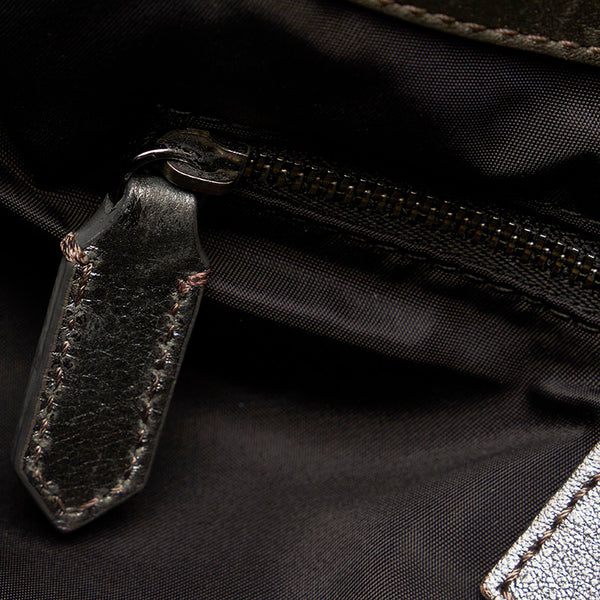 バーバリー チェック トートバッグ ハンドバッグ ベージュ シルバー キャンバス レザー レディース BURBERRY 【中古】