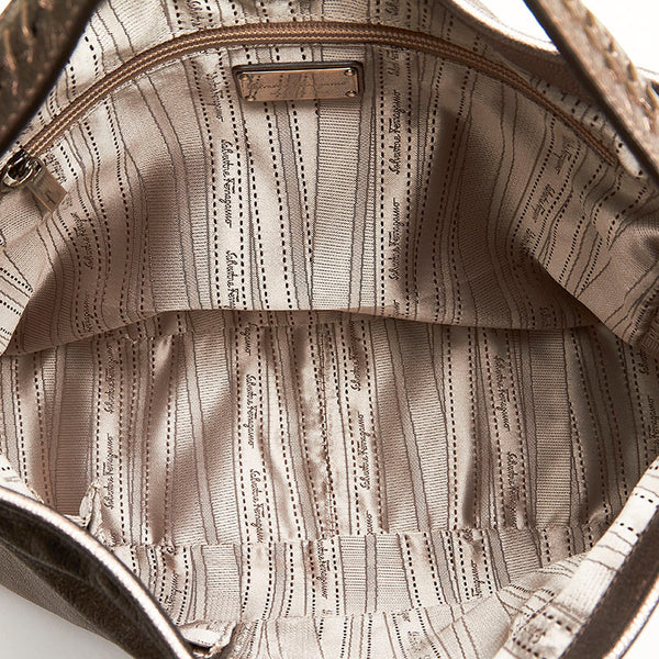 サルヴァトーレフェラガモ ワンショルダーバッグ ハンドバッグ B991 シルバー レザー レディース Salvatore Ferragamo 【中古】