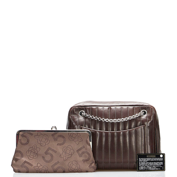 シャネル マドモアゼル チェーン ショルダーバッグ ハンドバッグ ブラウン レザー レディース CHANEL 【中古】