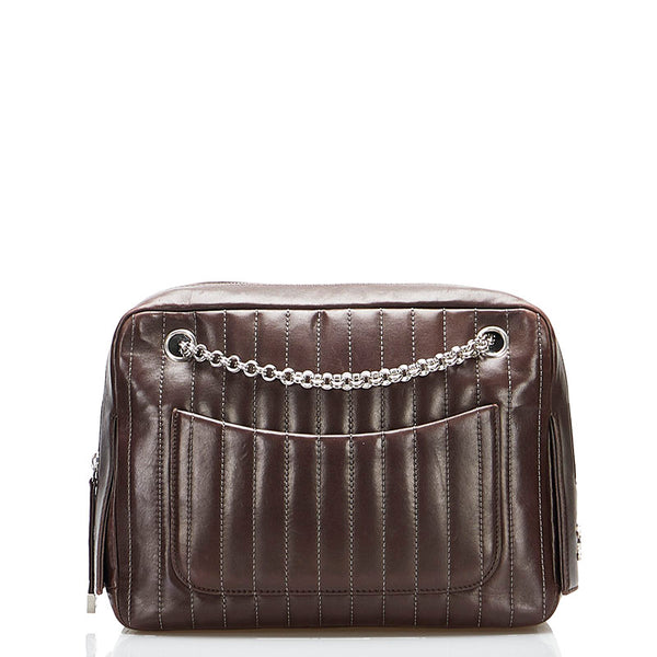 シャネル マドモアゼル チェーン ショルダーバッグ ハンドバッグ ブラウン レザー レディース CHANEL 【中古】