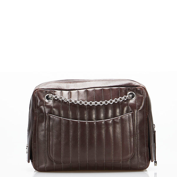 シャネル マドモアゼル チェーン ショルダーバッグ ハンドバッグ ブラウン レザー レディース CHANEL 【中古】