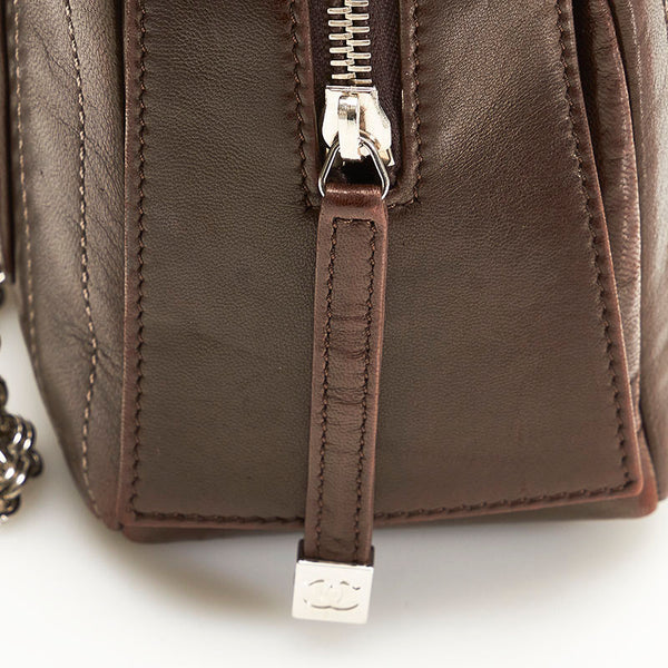 シャネル マドモアゼル チェーン ショルダーバッグ ハンドバッグ ブラウン レザー レディース CHANEL 【中古】