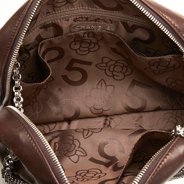 シャネル マドモアゼル チェーン ショルダーバッグ ハンドバッグ ブラウン レザー レディース CHANEL 【中古】