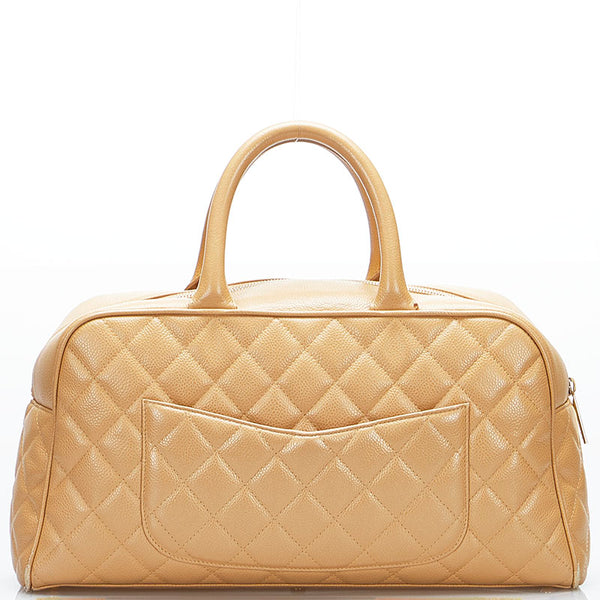 シャネル マトラッセ ココマーク ハンドバッグ ボストンバッグ ベージュ キャビアスキン レディース CHANEL 【中古】