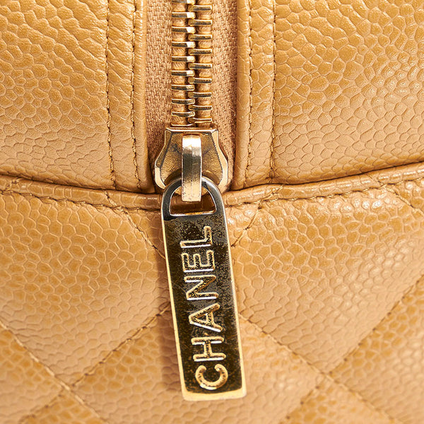 シャネル マトラッセ ココマーク ハンドバッグ ボストンバッグ ベージュ キャビアスキン レディース CHANEL 【中古】