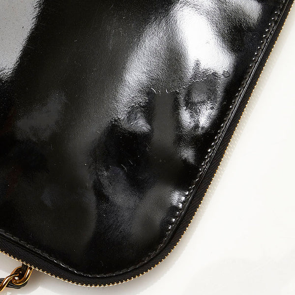 シャネル チェーン トートバッグ ショルダーバッグ ブラック エナメル レディース CHANEL 【中古】