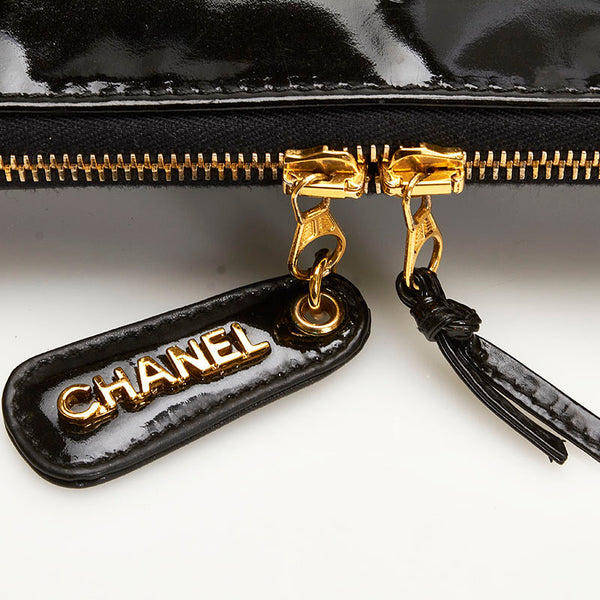 シャネル チェーン トートバッグ ショルダーバッグ ブラック エナメル レディース CHANEL 【中古】