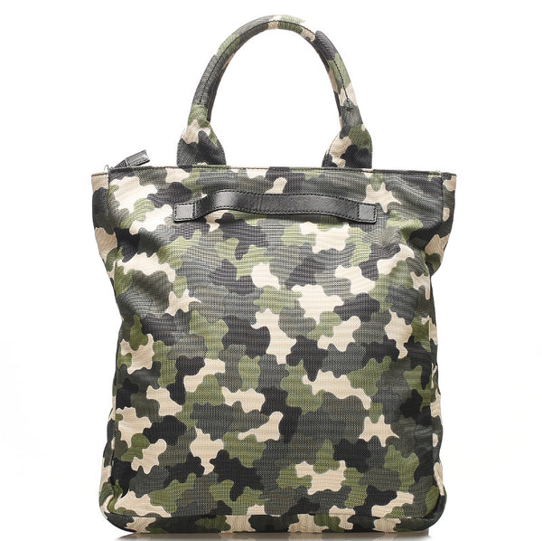 プラダ カモフラージュ VA0878 グリーン 迷彩 キャンバス レザー トートバッグ メンズ PRADA 中古