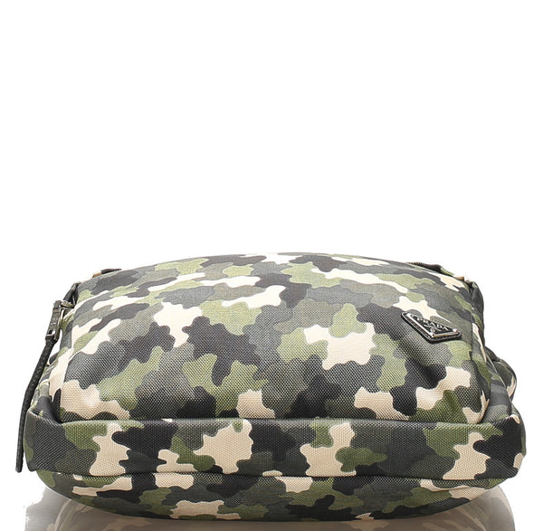 プラダ カモフラージュ VA0878 グリーン 迷彩 キャンバス レザー トートバッグ メンズ PRADA 中古
