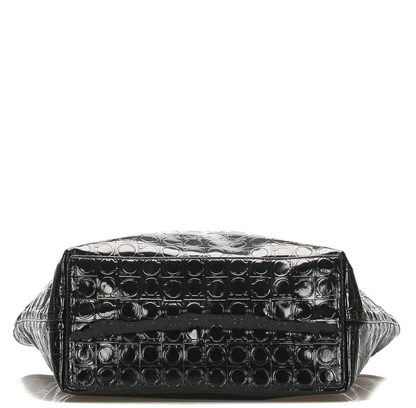 サルヴァトーレフェラガモ ガンチーニ AU-21 B475 ブラック 黒 エナメル レザー トートバッグ レディース Salvatore Ferragamo 中古