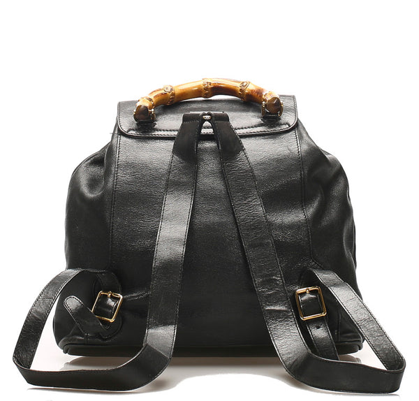 グッチ バンブー 003・2058 ブラック レザー リュック バックパック レディース GUCCI 中古