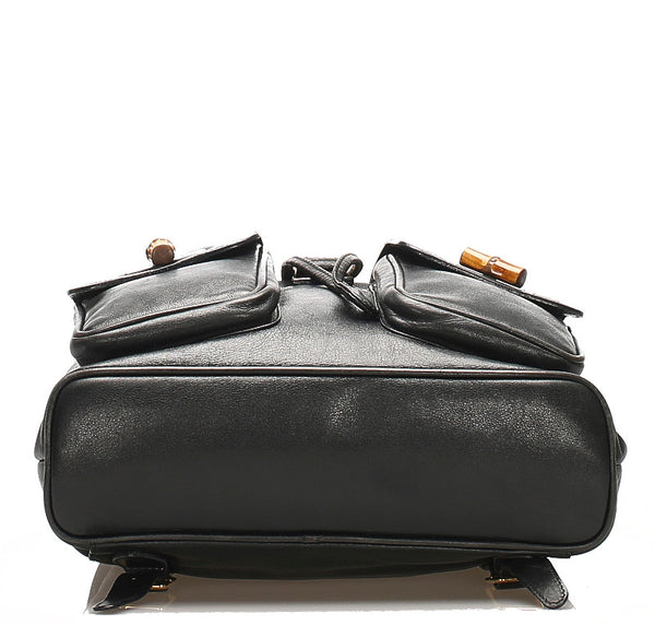 グッチ バンブー 003・2058 ブラック レザー リュック バックパック レディース GUCCI 中古