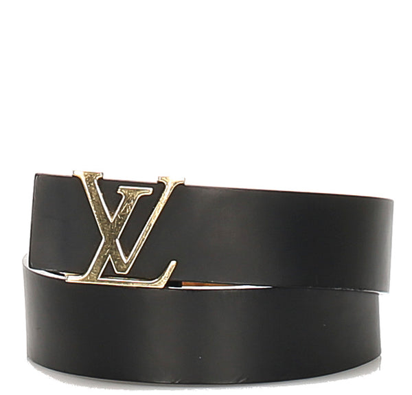ルイ ヴィトン サンチュール イニシアル ブラック ゴールド レザー ベルト レディース LOUIS VUITTON 中古
