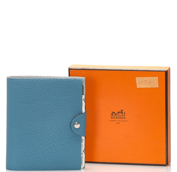 エルメス ユリス トリヨン ブルージーン レザー 手帳カバー ユニセックス HERMES 中古