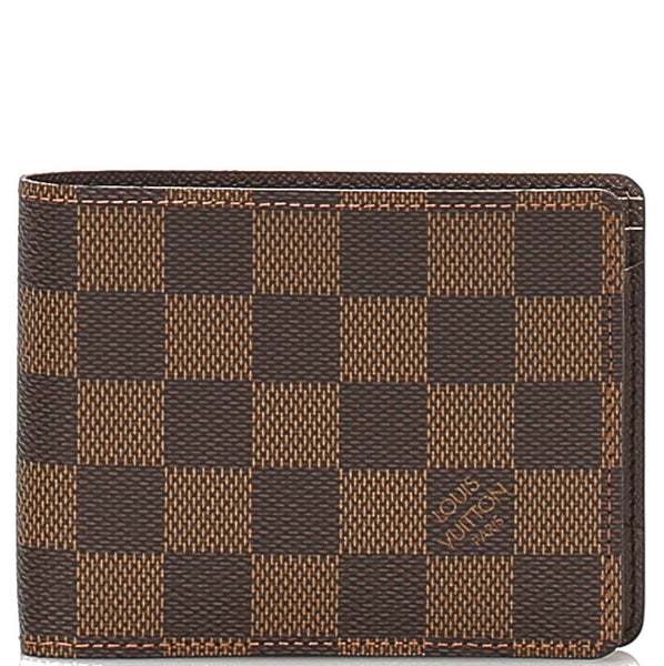 ルイ ヴィトン ダミエ ブラウン 茶 PVC 二つ折り財布 レディース LOUIS VUITTON 中古