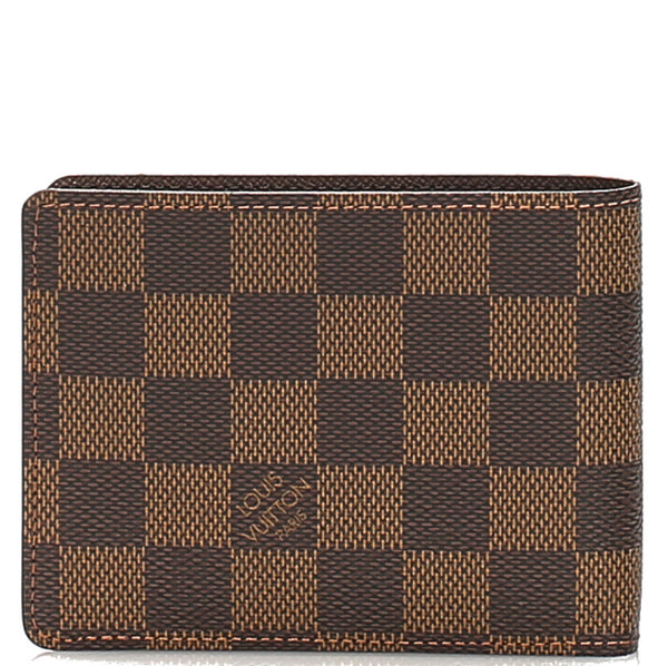 ルイ ヴィトン ダミエ ブラウン 茶 PVC 二つ折り財布 レディース LOUIS VUITTON 中古